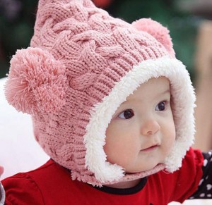 baby wool pink hat