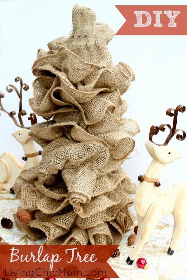 DIY Burlap Garland Tree (Make in 10 minutes or less for $10 or less) -  Living Chic Mom