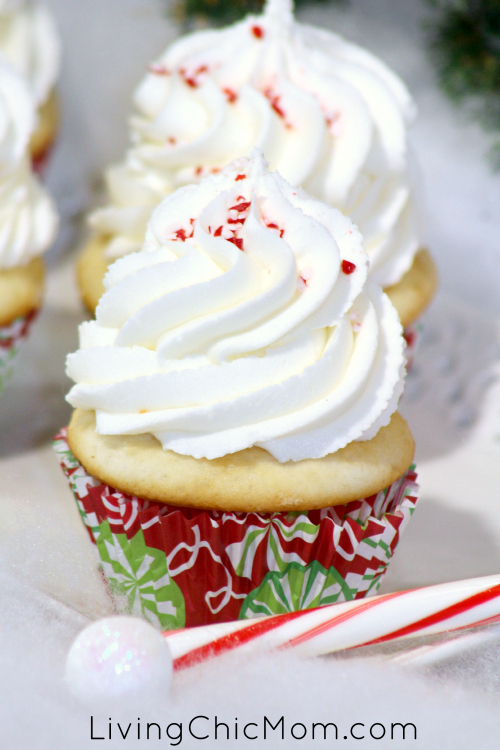 Peppermint Vanilla Candy Cane Cupcakes - Living Chic Mom